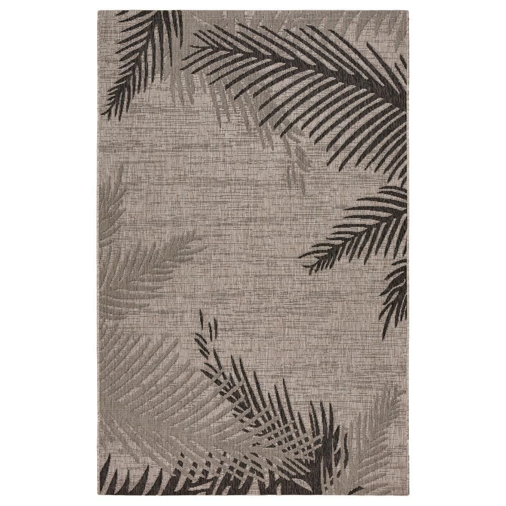Ox Bay Carmindy 7'9" x 9'5" Black Tropical Palms Indoor/Outdoor Area Rug