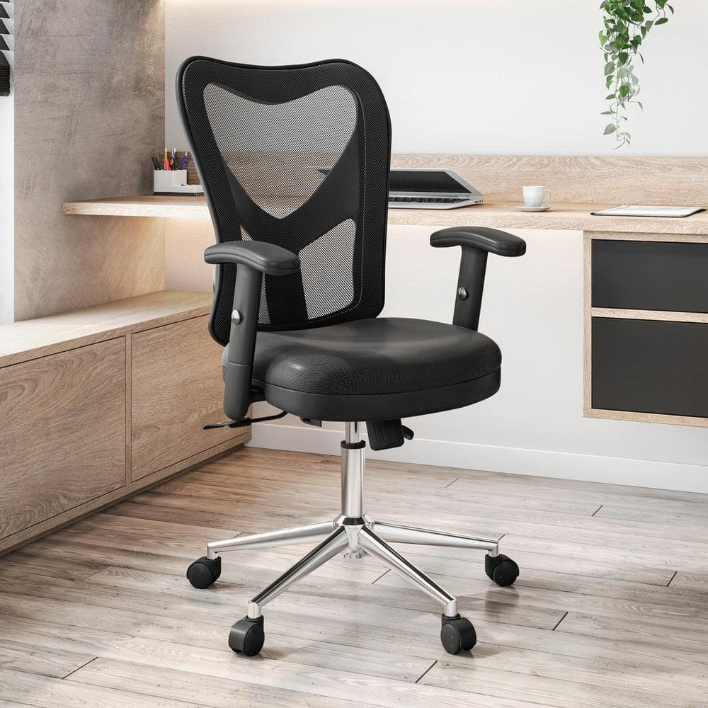 Techni Mobili High Back Mesh Office Chair with Chrome Base, Black RTA-0098M-BK