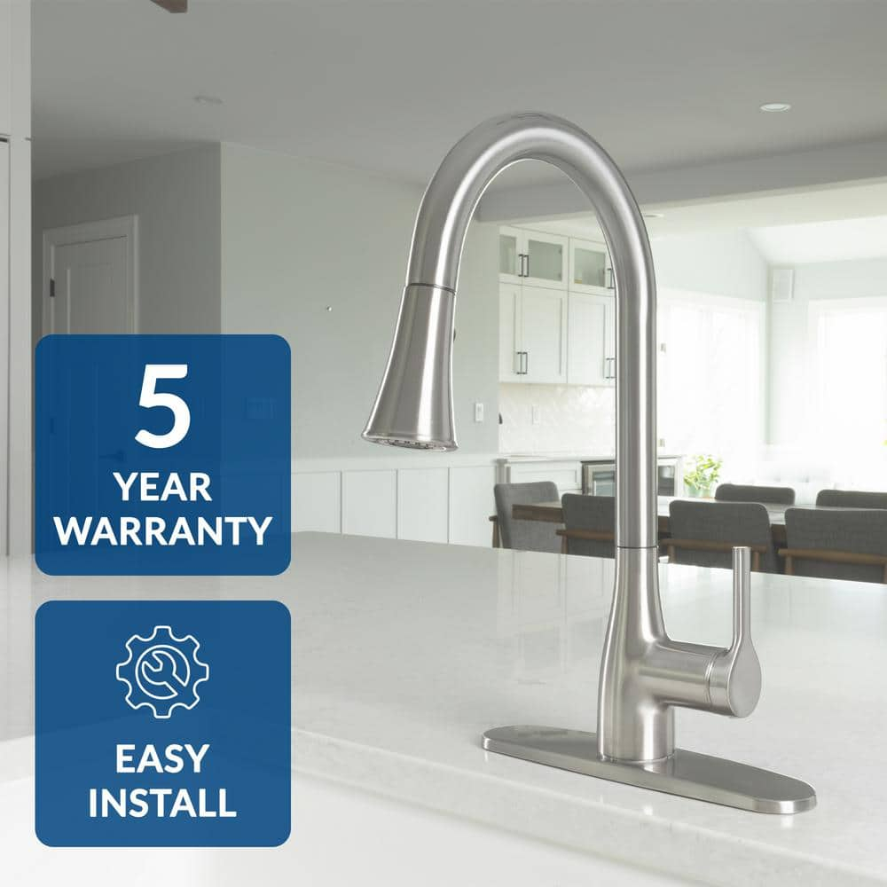 Brushed Nickel Single-Handle Pull-Down Kitchen Faucet with Touchless Activation
