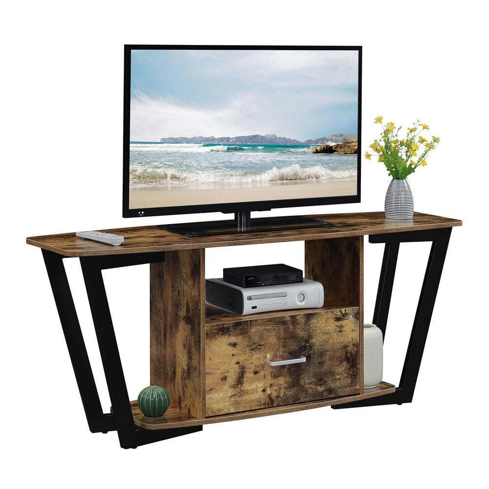 Convenience Concepts Graystone 60 inch 1 Drawer TV Stand with Shelves, Barnwood/Black