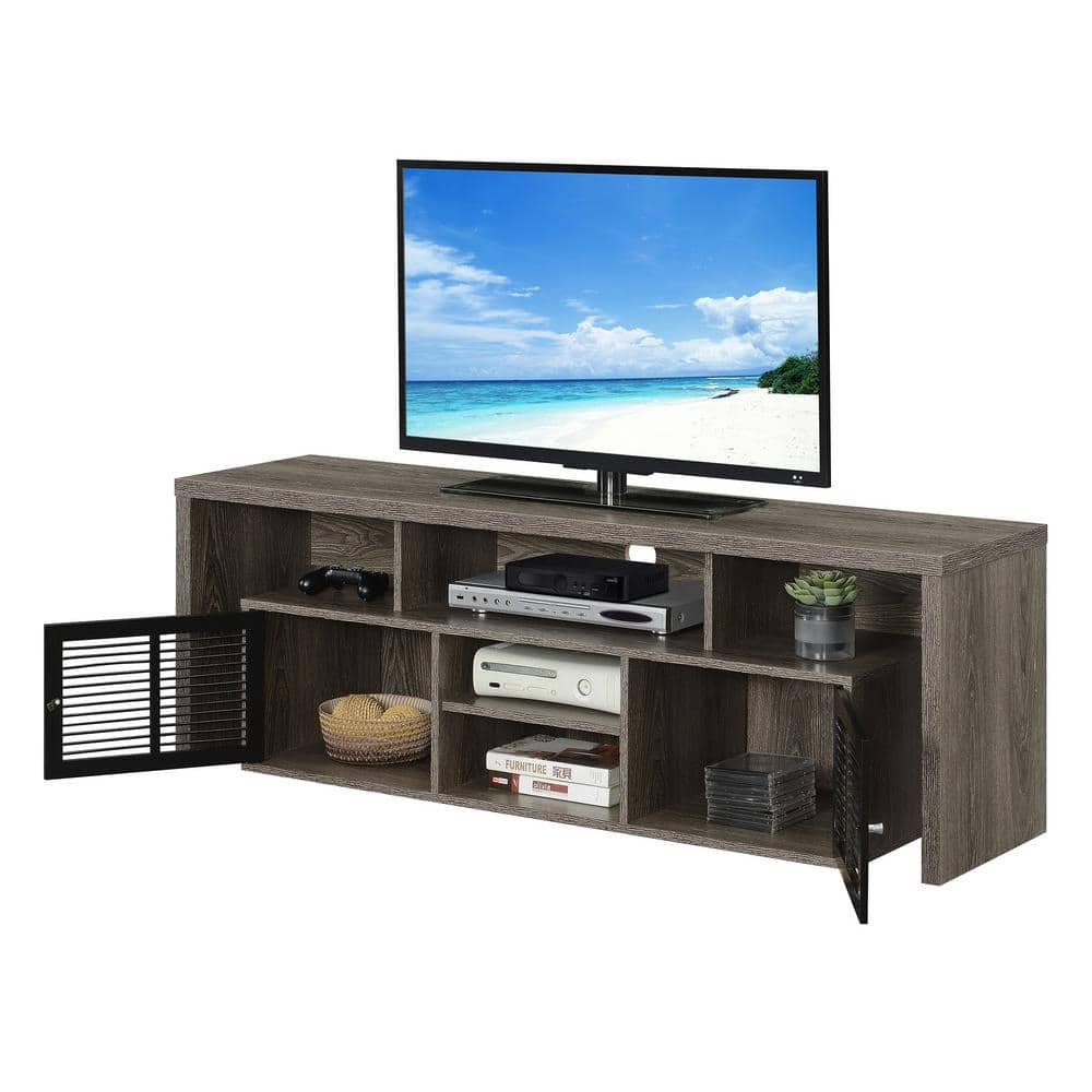 Convenience Concepts Lexington TV Stand with Storage Cabinets and Shelves, Maximum Screen Size 65", Weathered Gray & Black