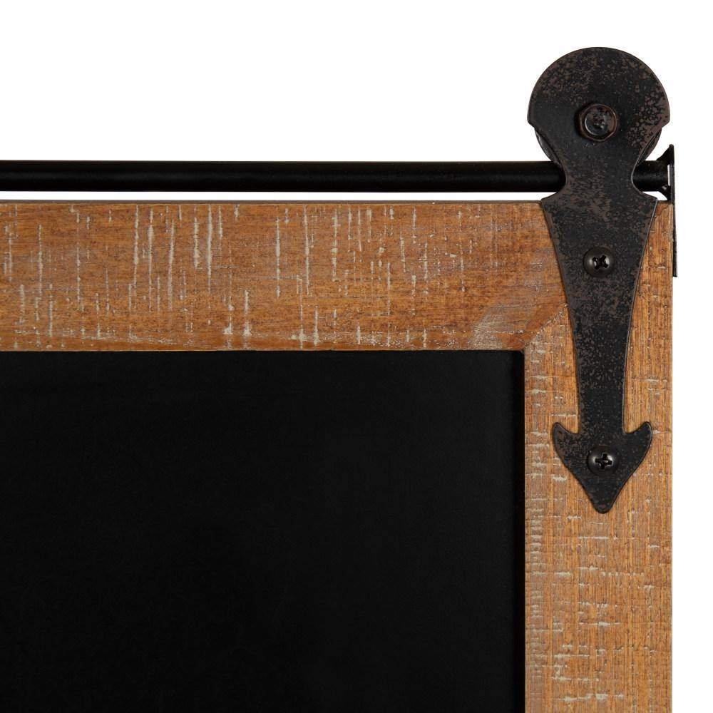Kate and Laurel Cates Modern Farmhouse Barn Door Wood Framed Chalkboard, Rustic Brown