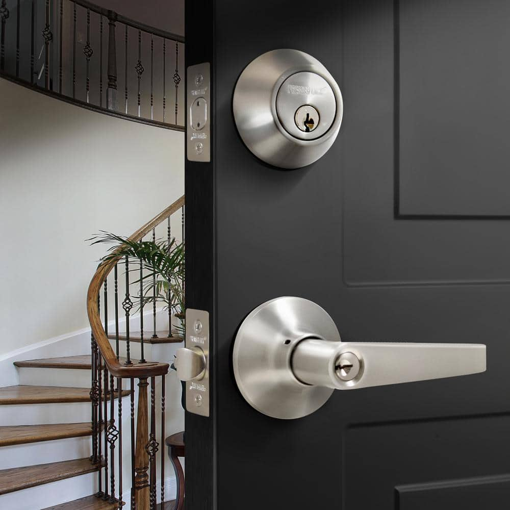Matte Black Stainless Steel Entry Door Handle Combo Lock Set