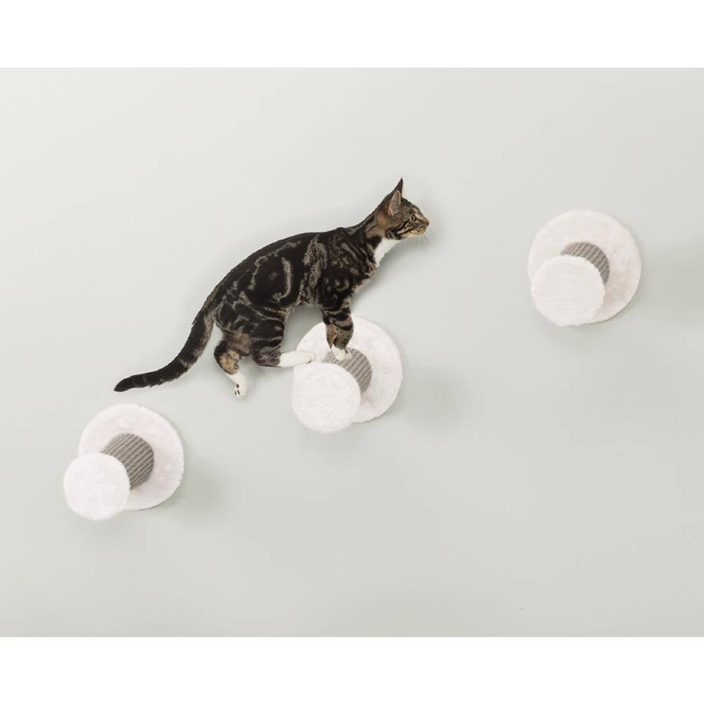 White Sisal Wall Mount Cat Climbing Steps, 3-Piece Set