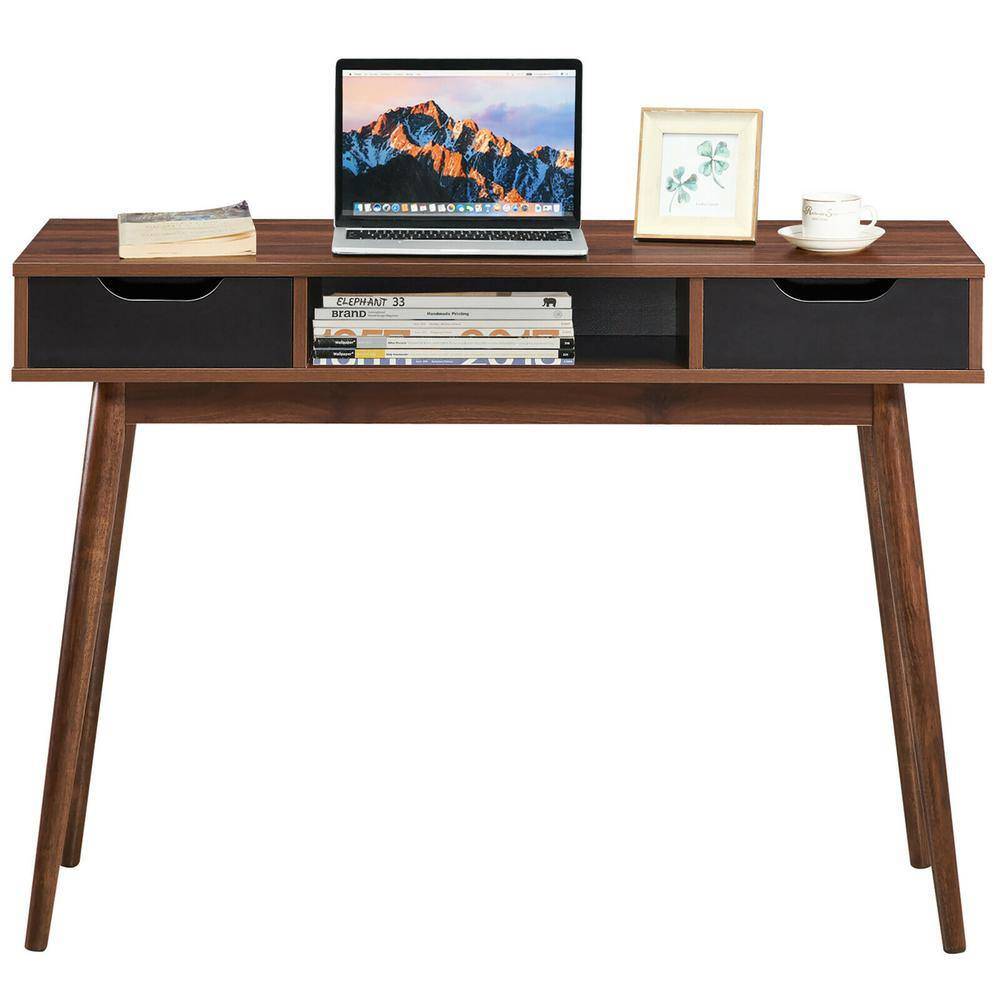 Costway Computer Desk Writing Table w/ Drawers Laptop PC Workstation Home Walnut