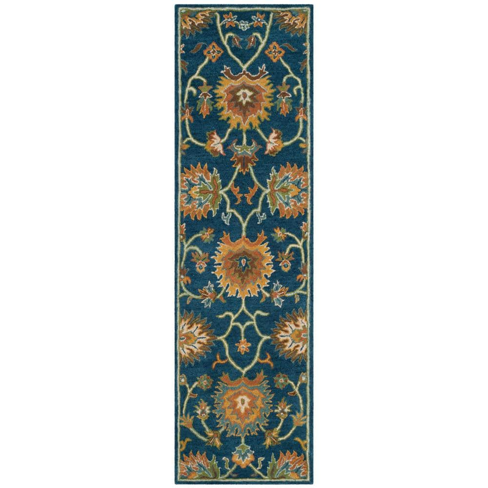 SAFAVIEH Heritage Sharla Floral Wool Runner Rug, Navy, 2'3" x 8'