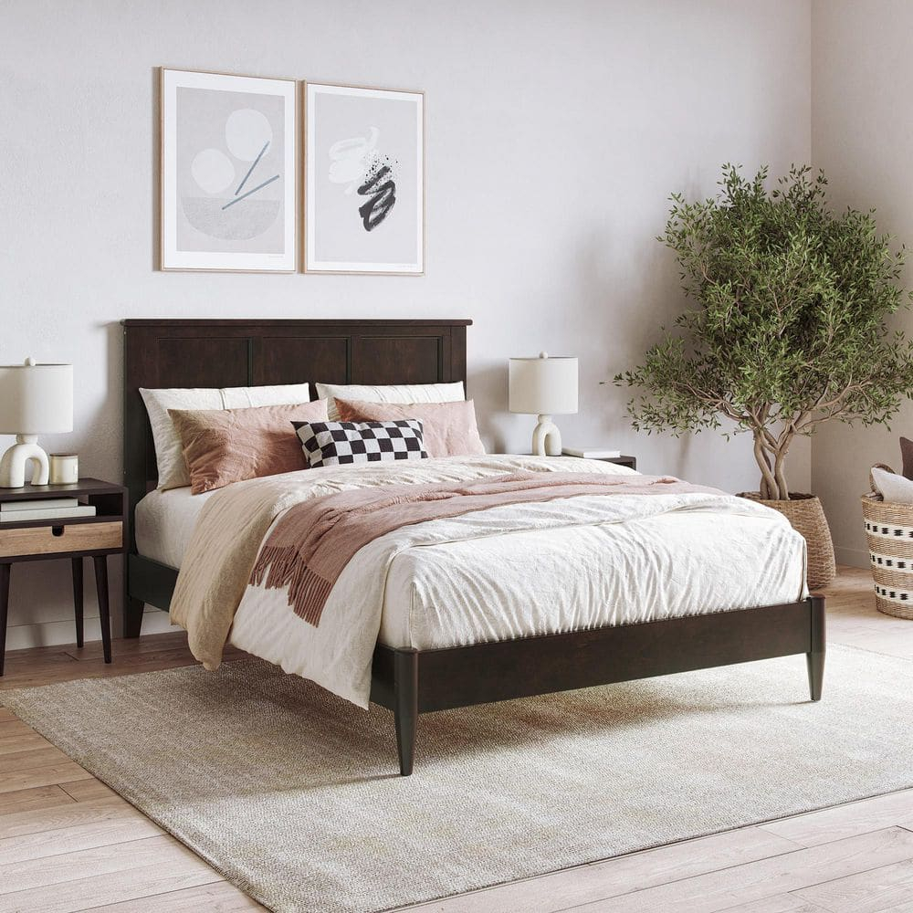 AFI Charlotte Full Solid Wood Low Profile Platform Bed, Espresso