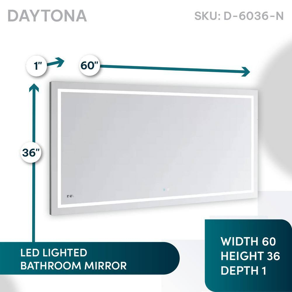 Elegance 60" Silver Full-Length Rectangular LED Bathroom Mirror