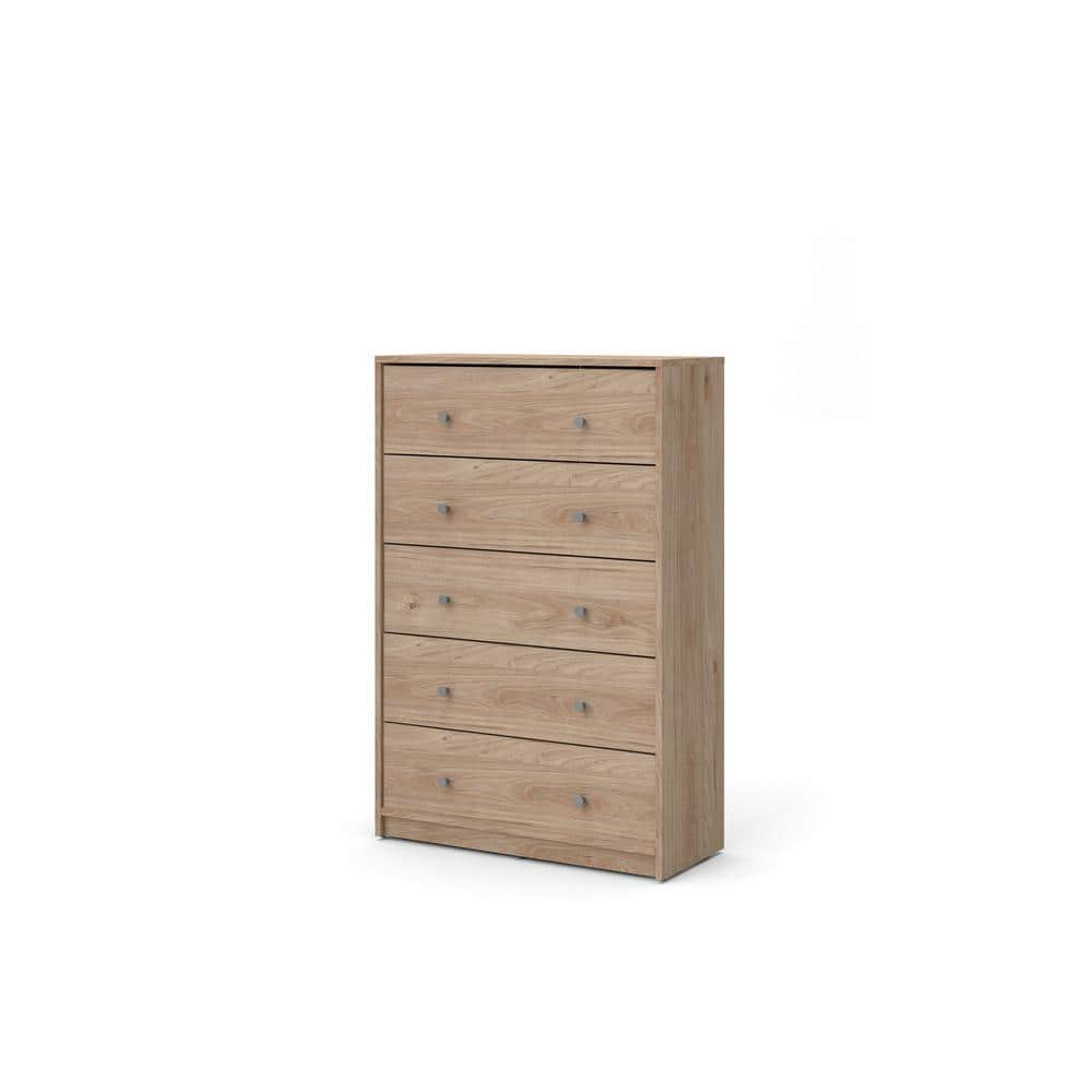 Tvilum Studio 5 Drawer Chest Dresser for Adults, Jackson Hickory