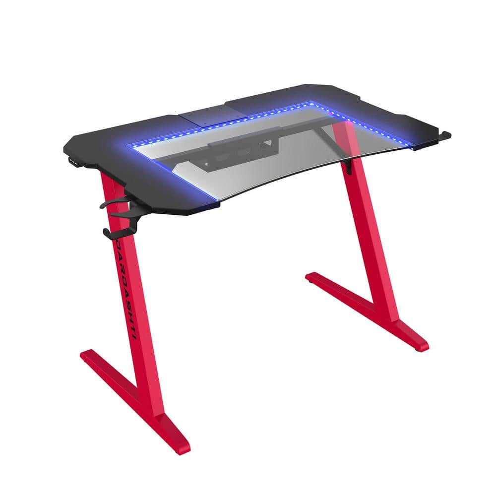 Dardashti 29.72" Gaming Desk with built in LED Lights in Ruby Red