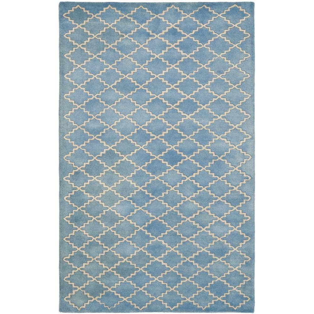 SAFAVIEH Chatham Dennis Geometric Wool Area Rug, Blue Grey, 5' x 8'