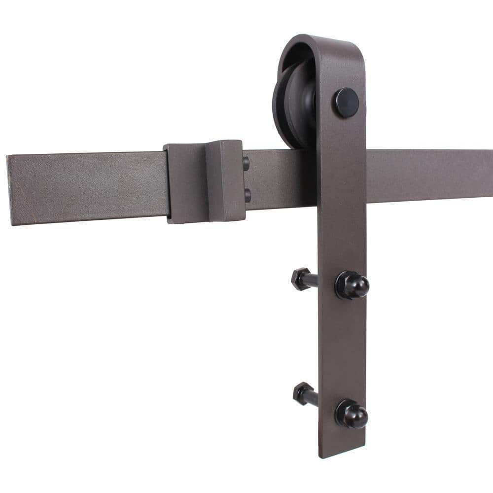 84 in Weather Gray Knotty Pine Wood Double Sliding Barn Door with Hardware Kit