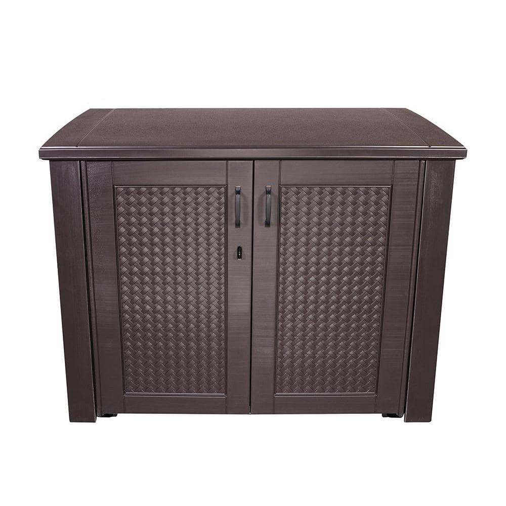 Rubbermaid Patio Chic Outdoor Resin Storage Cabinet, 123 Gallons, Dark Teak
