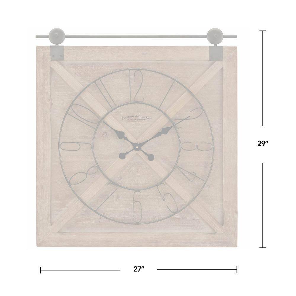 FirsTime & Co. Brown Farmstead Barn Door Wall Clock, Farmhouse, Analog, 27 x 2 x 29 in