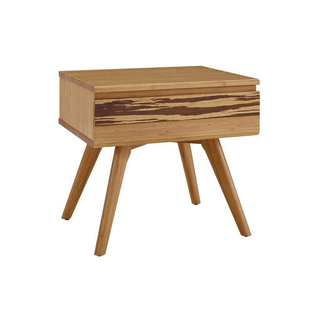 Azara Caramelized Bamboo Nightstand with Tiger Accents