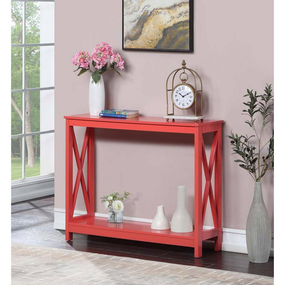 Convenience Concepts Oxford Console Table with Shelf, Coral