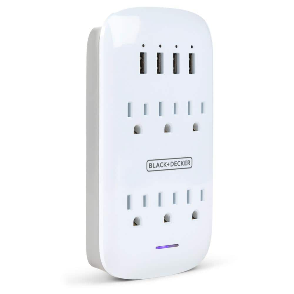 Black + Decker Surge Protector Wall Tap 6 Outlets + 4 USB
