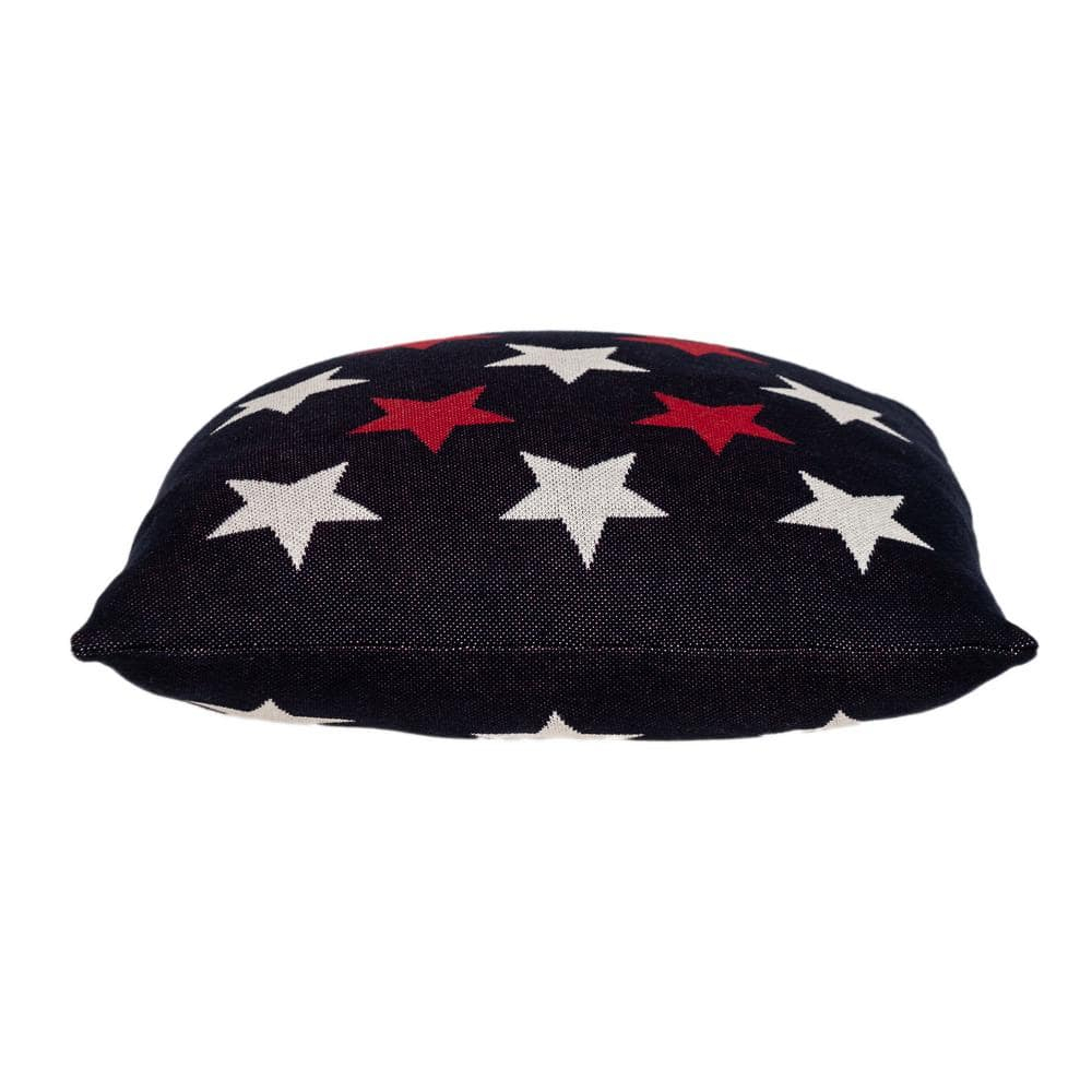 Parkland Collection 20x20" Stars Cotton Throw Pillow in Navy Blue/Red