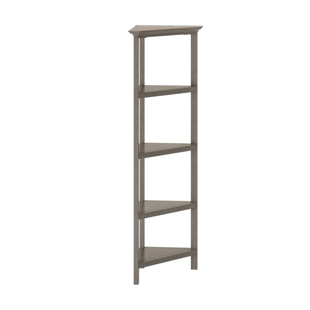 NewRidge 4-Tier Corner Wooden Bookcase Washed Grey