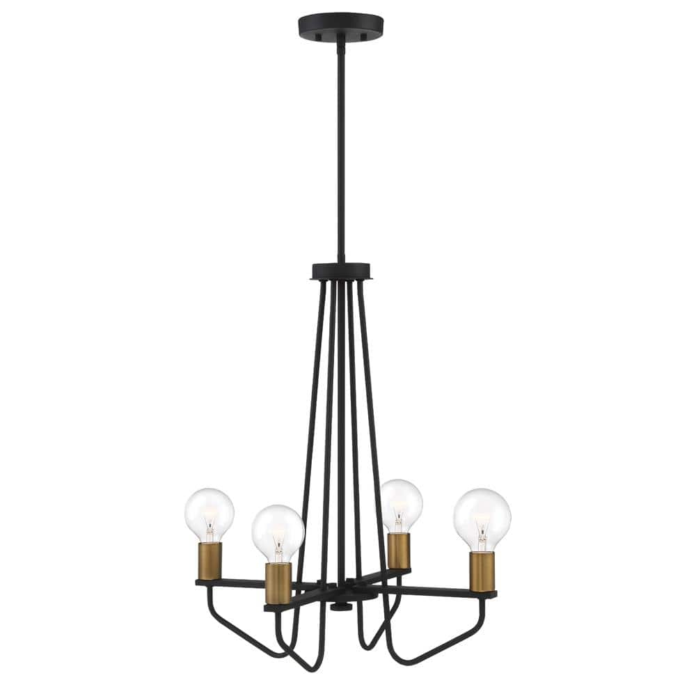 Ravella Black Mini Plug-in Chandelier with Brass Accents