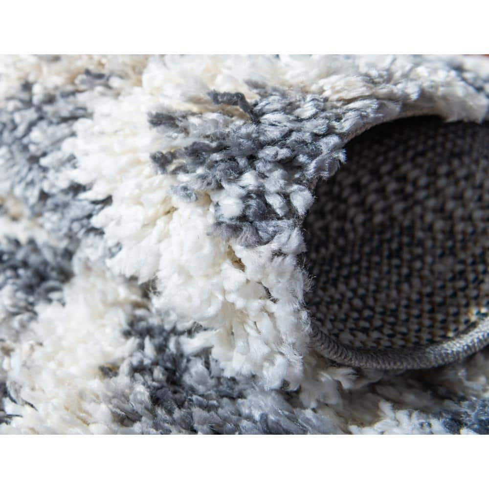 Unique Loom Hygge Shag Collection Area Rug - Diamond (9' x 12' 2" Rectangle, Gray/ Beige)