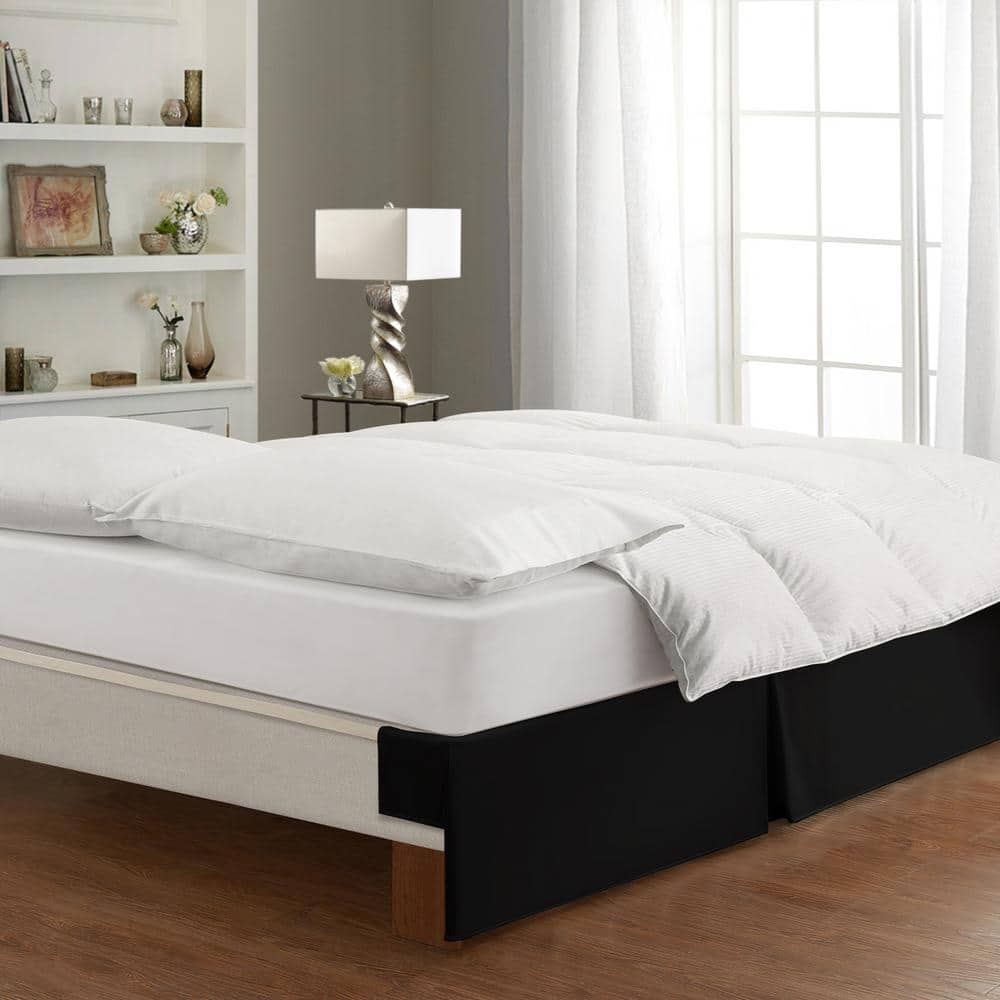 Bed Maker's Wrap-Around Hassle Free, Never Lift Your Mattress Tailored Bed Skirt, 14" Drop Length, King, Black