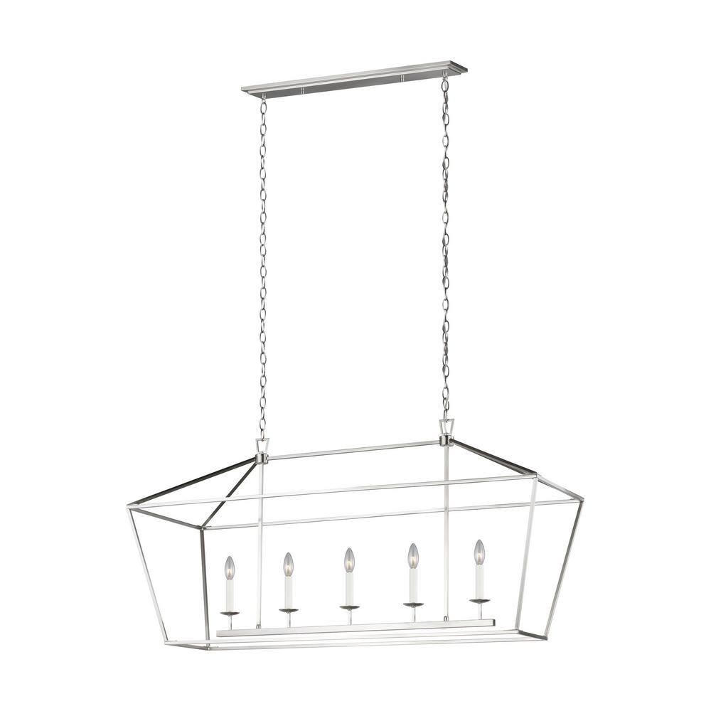 Dianna Brushed Nickel 5-Light Linear Cage Chandelier