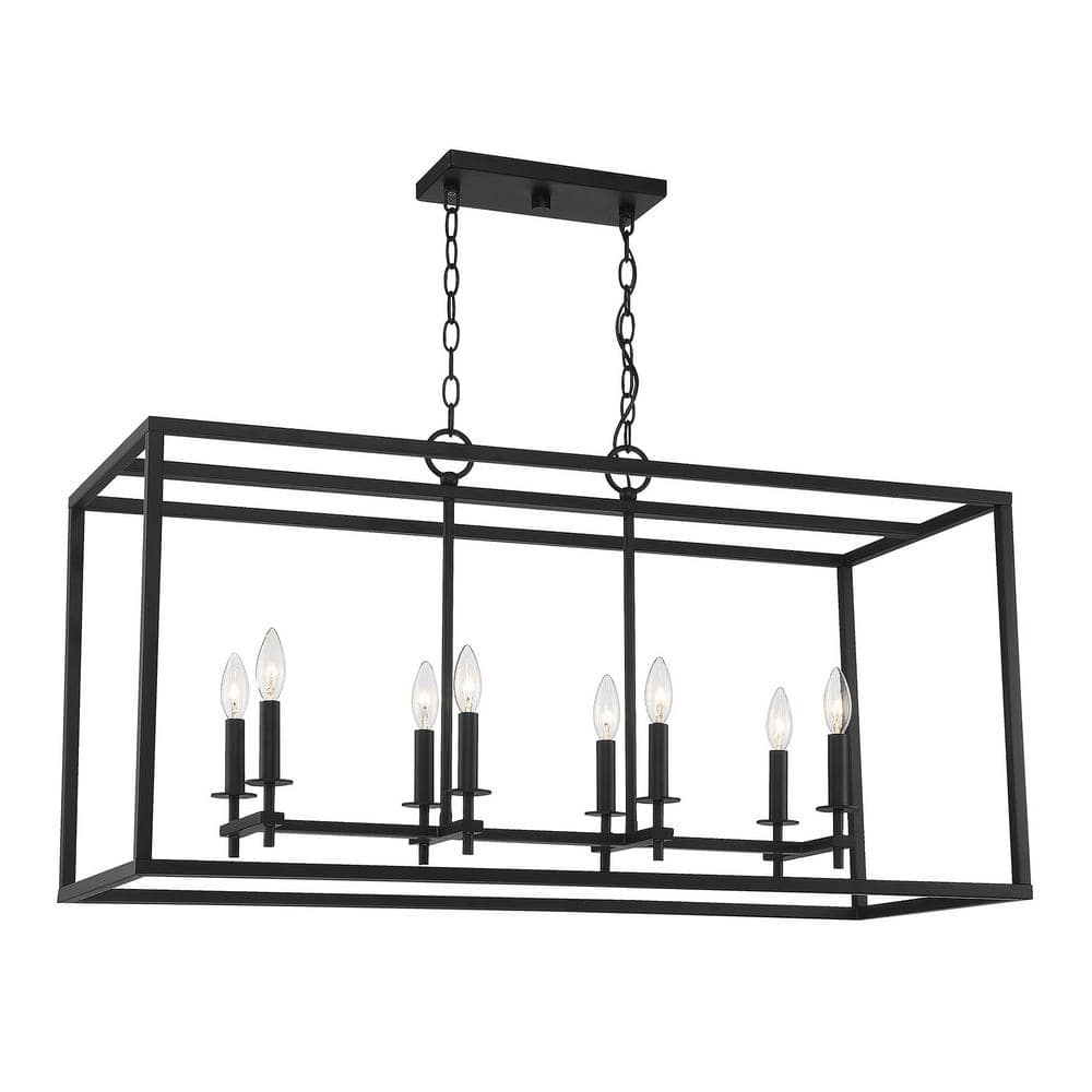 Trade Winds Mia 8-Light Outdoor Linear Chandelier in Matte Black