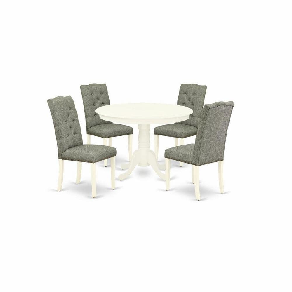 East West Furniture Hartland 5-piece Wood Dining Set with High Back in White