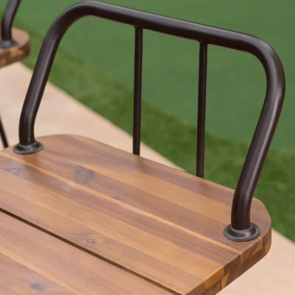 Noble House Denali Outdoor Teaked Acacia Wood Barstools (Set of 2)