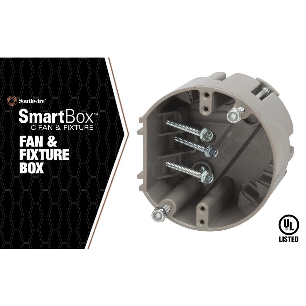 Southwire Smart Box Adjustable Depth 75 lbs. Light Fixture Support/50 lbs. Ceiling Fan Support