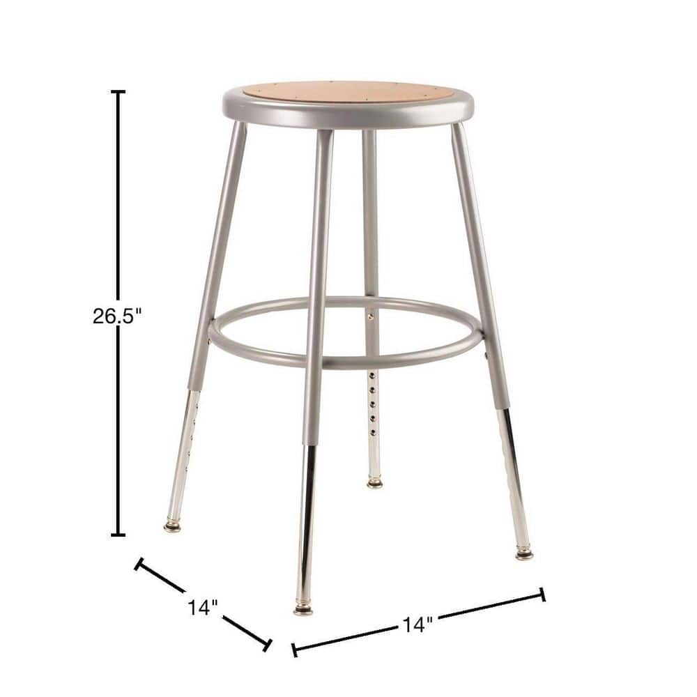 (Pack of 2) NPS 19 -27" Height Adjustable Heavy Duty Steel Stool, Grey