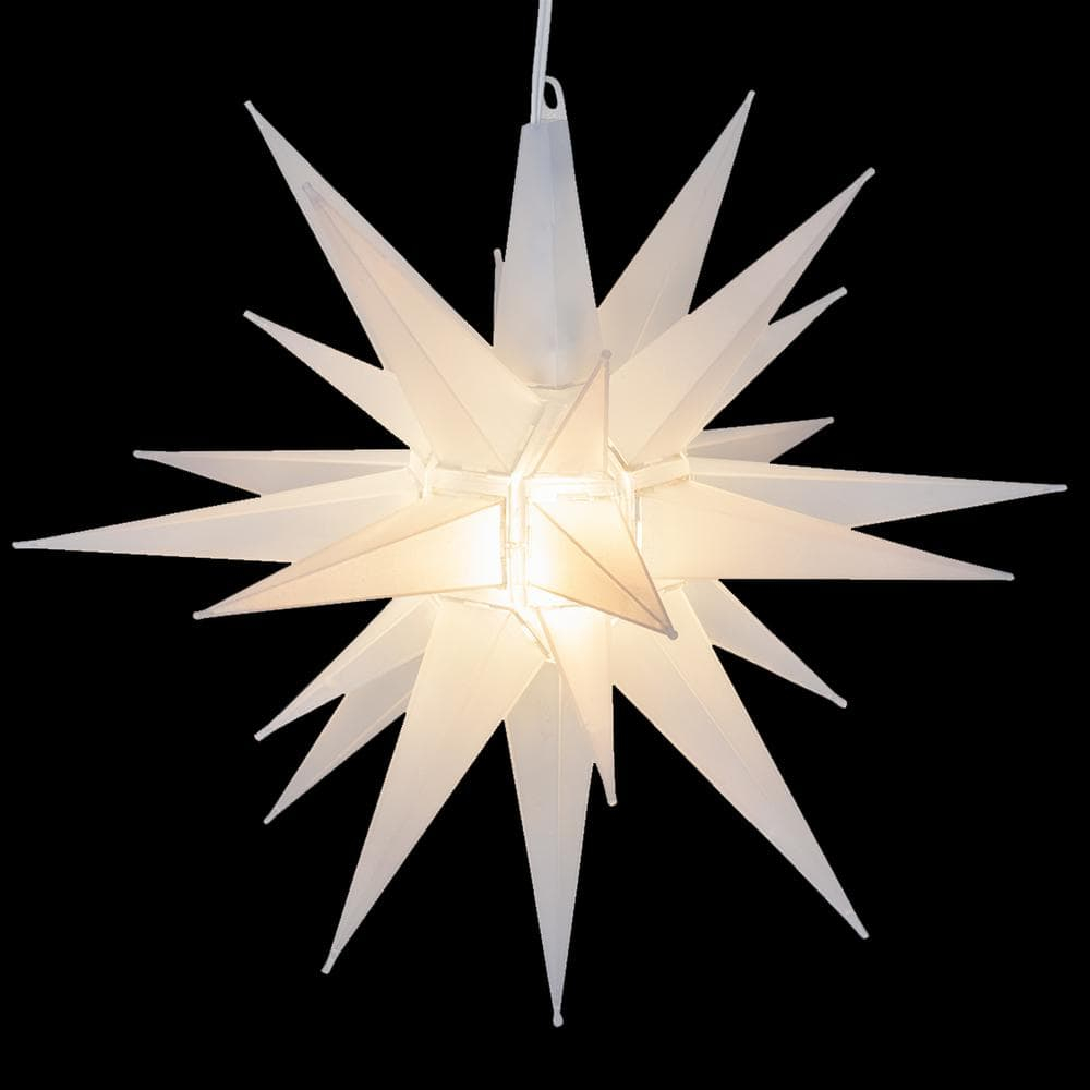 Kringle Traditions 14” White Moravian Star Christmas Star Light, White Christmas Star Outdoor Christmas Decoration