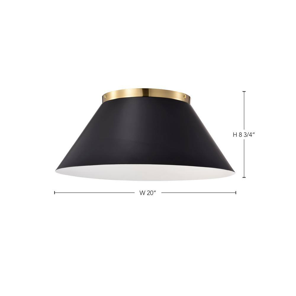 Nuvo Lighting Dover - 3 Light - Large Flush Mount - Black with Vintage Brass
