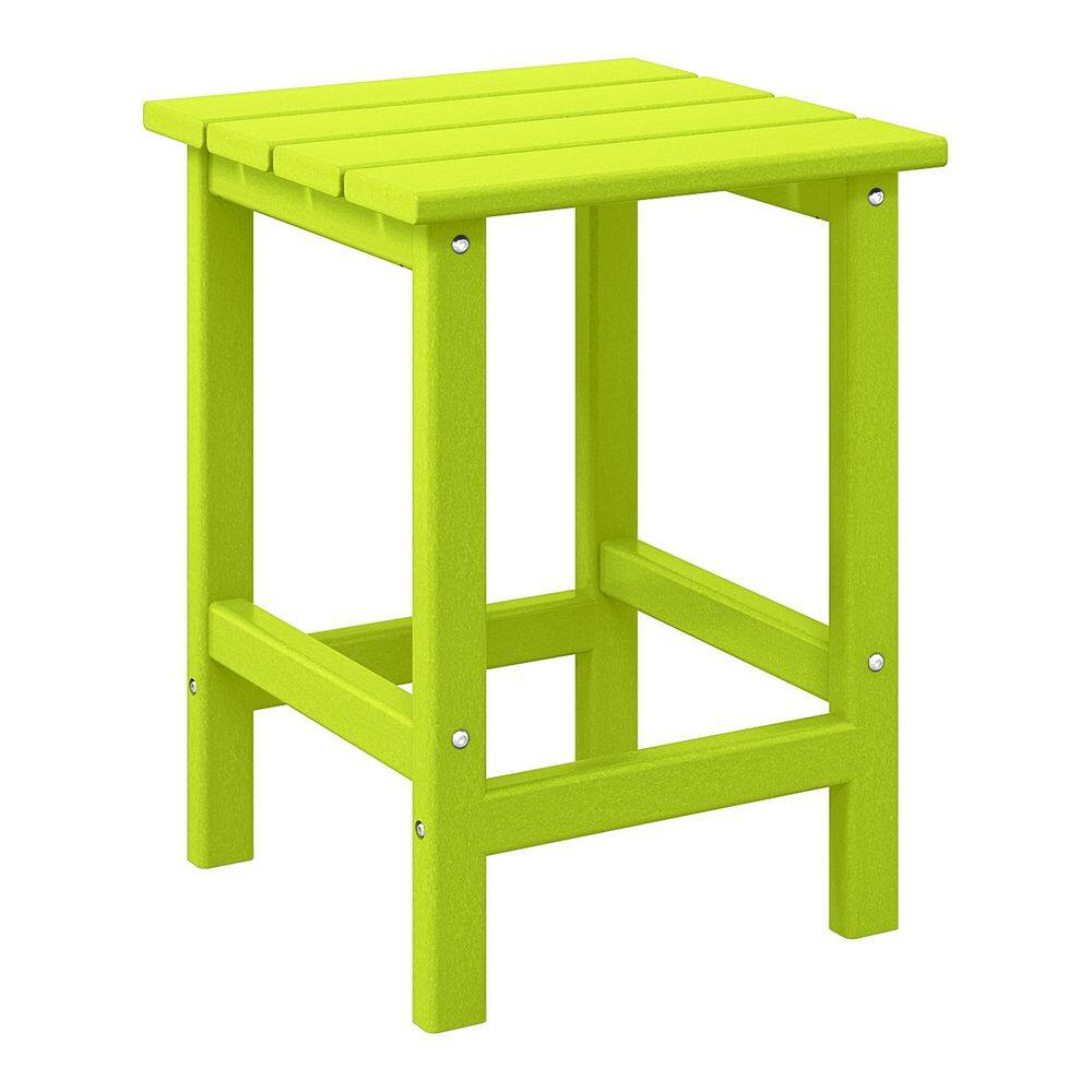Polytrends  Laguna Hdpe All Weather Outdoor Patio Square Side Table Lime