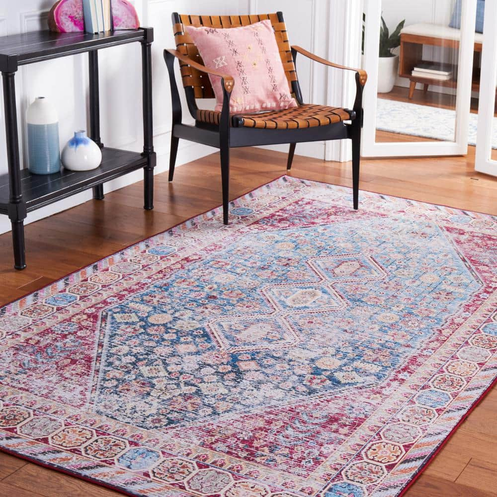 Red Synthetic Washable Non-slip 9' x 12' Rectangular Rug