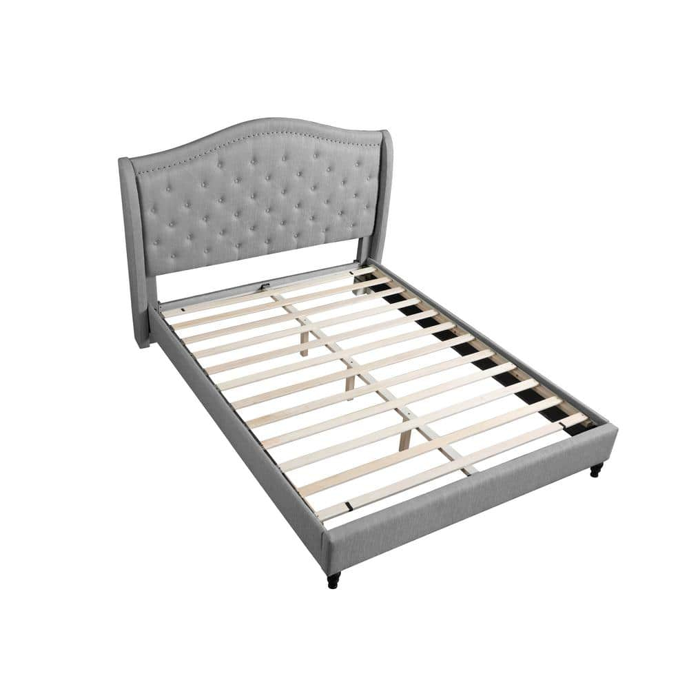 Best Master Furniture Eastern King Tufted Upholstered Panel/Platform Bed, Grey