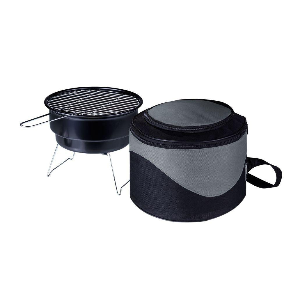 10 in.Caliente Round Portable Cooler/Charcoal Grill in Black