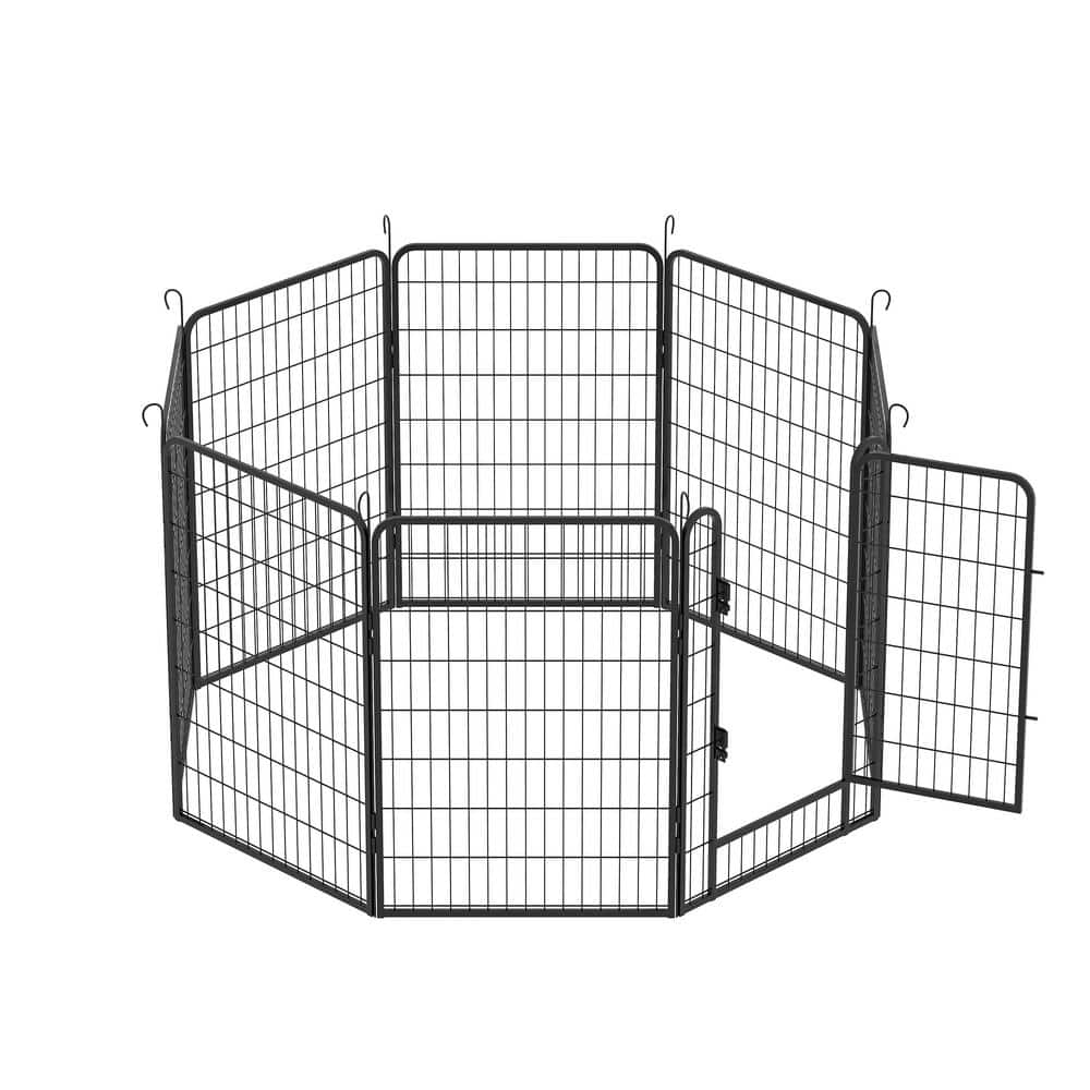 Resenkos Dog Rabbits Fence Blocker,Garden Fence,39.37"H Pet Pen 8-piece pack - Black