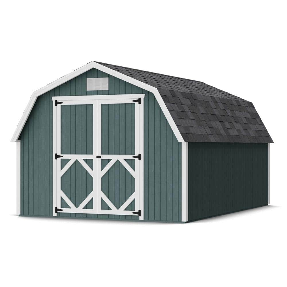 Little Cottage Co. 10x14 Classic Gambrel Barn with 4 ft. Sidewalls and Floor, Outdoor Wood Storage Shed Do-It-Yourself Precut Kit
