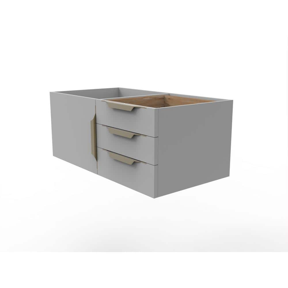 Castello USA Alpine 35" Wood Floating Vanity Base in Gray with Gold Handles