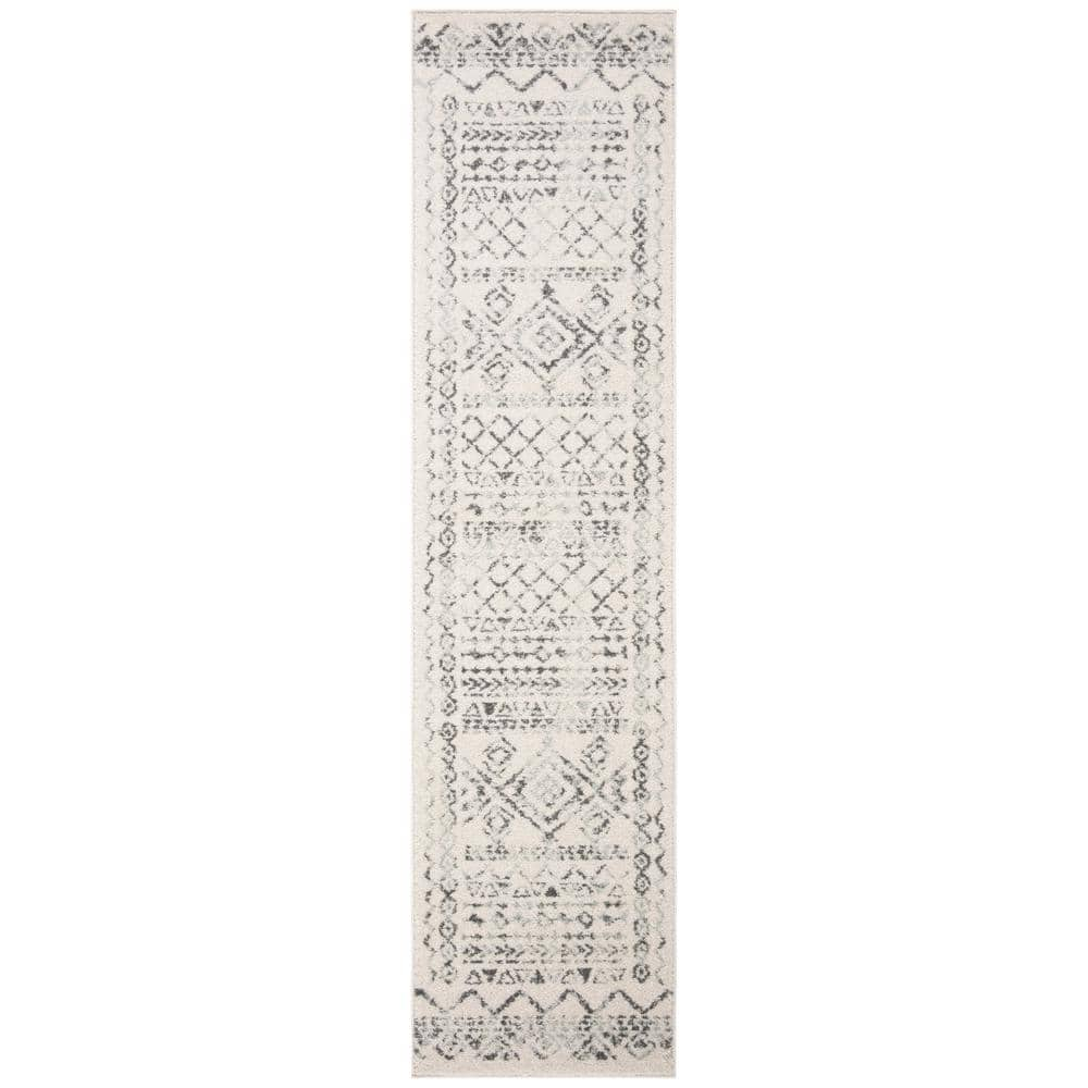 SAFAVIEH Tulum Ronald Distressed Runner Rug, Ivory/Grey, 2' x 11'
