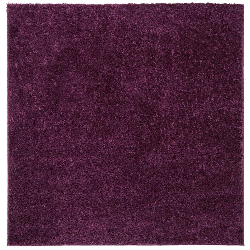 SAFAVIEH August Carlene Solid Plush Shag Area Rug, Purple, 6'7" x 6'7" Square