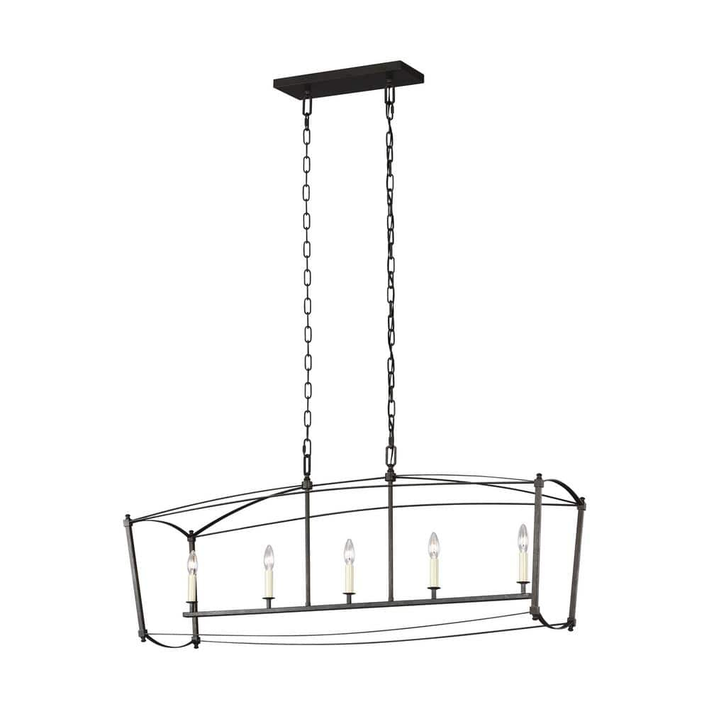 Thayer Smith Steel 5-Light Candelabra Linear Chandelier