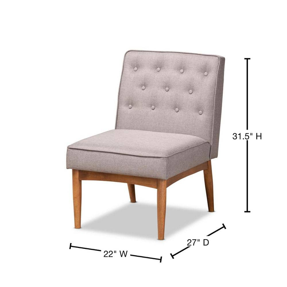 Riordan Fabric Upholstered and Wood Dining Chair Gray/Walnut Brown - Baxton Studio