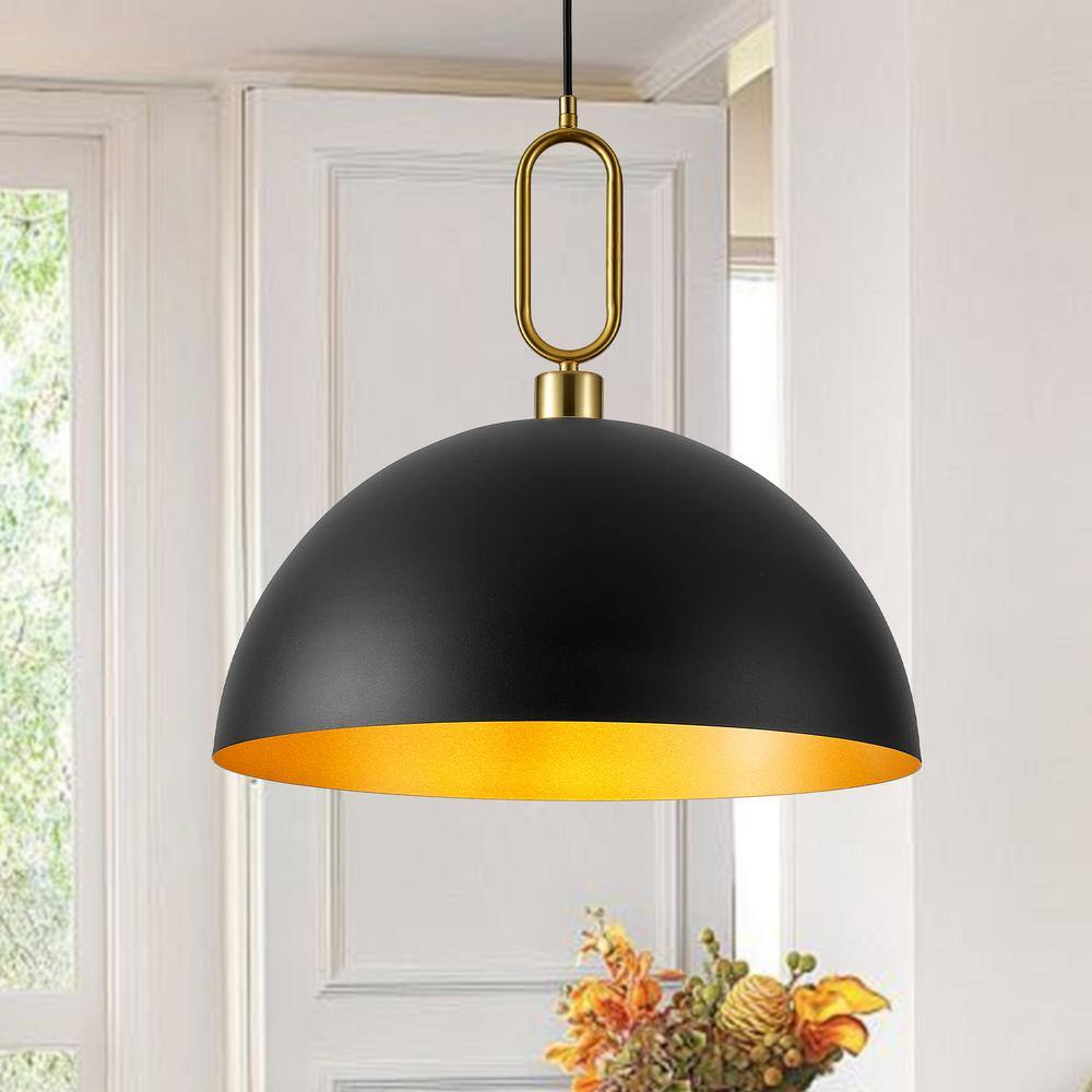 Large Pendant Light Black and Gold Dome Pendant Light Fixtures 17.71” Industrial Hanging Lamp Modern Farmhouse Dome Chandelier Pendant Lighting for Kitchen Island Hallway Dining Room Entryway Foyer