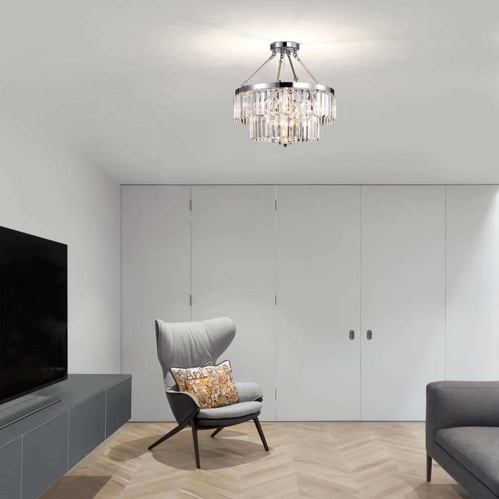 Hong Kong Best New Zhu Yuan Lighting Co. Alytus 9-Light Semi Flush Mount for Dining/Living Room Bedroom Office Foyer Chrome