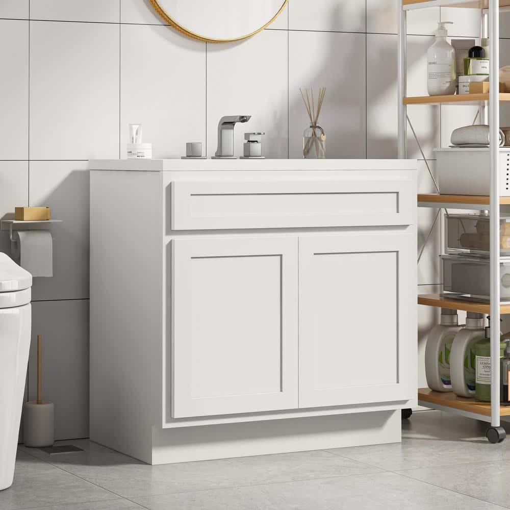 Vanity Art  Vanity Cabinet with Knockdown, White - 39 x 21 x 32.5 in.
