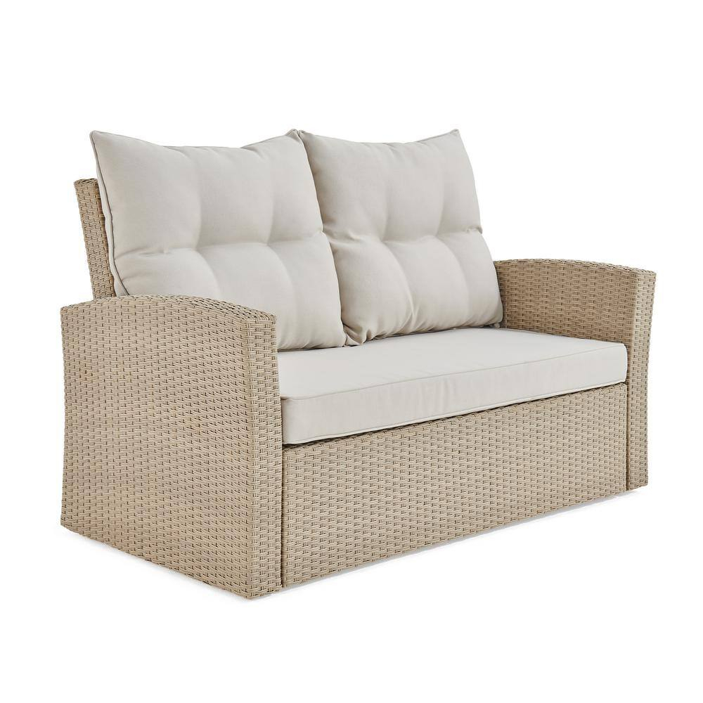 Alaterre Canaan Cushion Resin Wicker Outdoor Loveseat - Brown