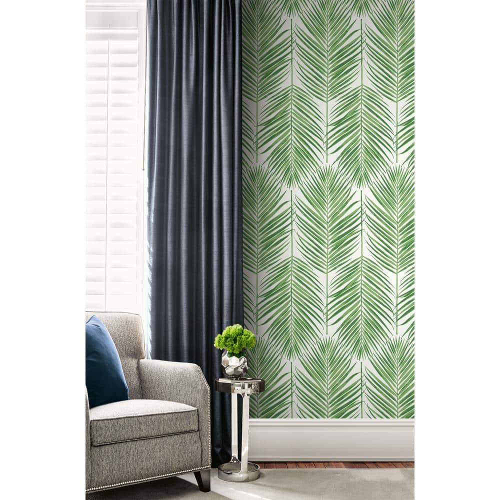 Palm Caribbean Green Vinyl Peel and Stick Wallpaper Roll (Cover 30.75 sq. ft.)